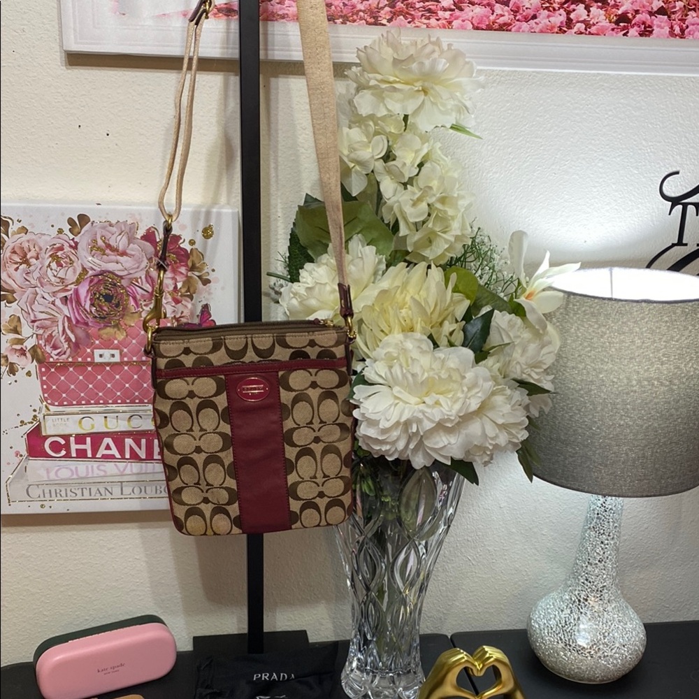 Coach Brown and burgundy Crossbody Bag